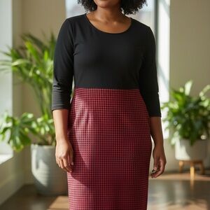 NEW women’s Ralph Lauren black and red herringbone cotton sweater dress size 1X